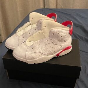 Jordan Kids White and Red Sneakers